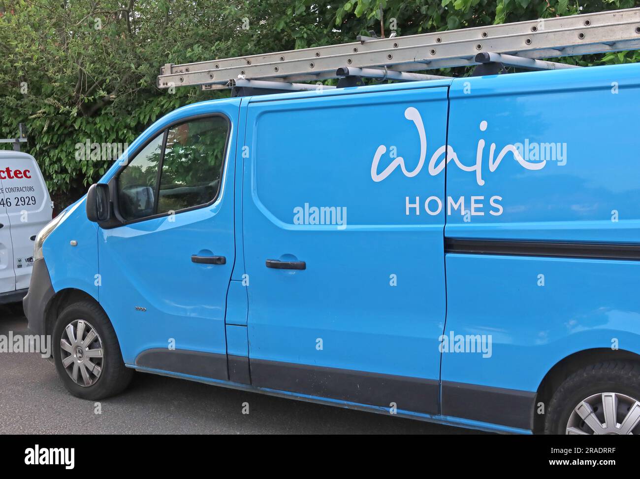 Blue Wain Homes Construction van, Warrington, Cheshire, Inghilterra, Regno Unito, WA4 Foto Stock