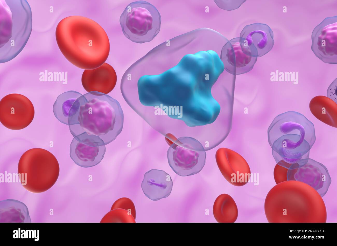 Molecola di codeina nel flusso sanguigno - vista primo piano illustrazione 3d. Foto Stock