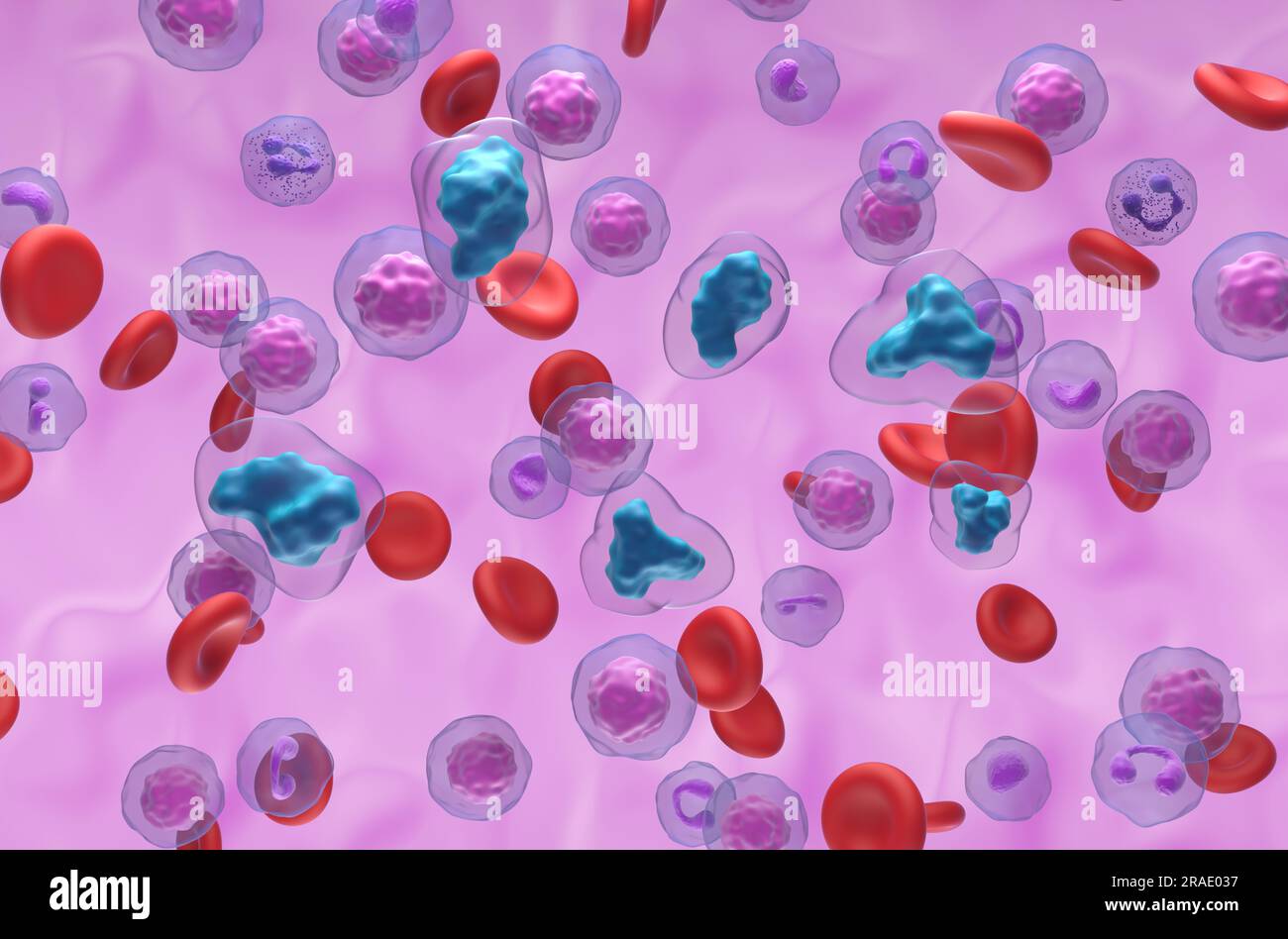 Molecole di codeina nel flusso sanguigno - visualizzazione isometrica illustrazione 3d. Foto Stock