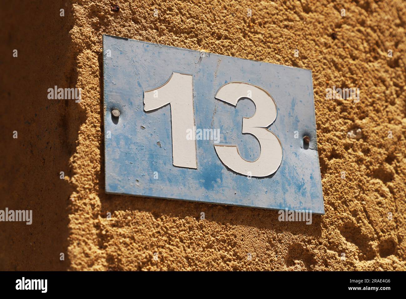 Numero 13 di una casa a Nicosia, Cipro Foto Stock