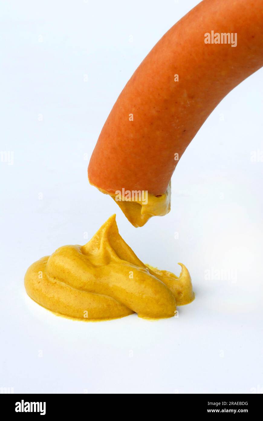 Salsiccia Bockwurst e senape, bockwurst, salsiccia, bockwurst Foto Stock