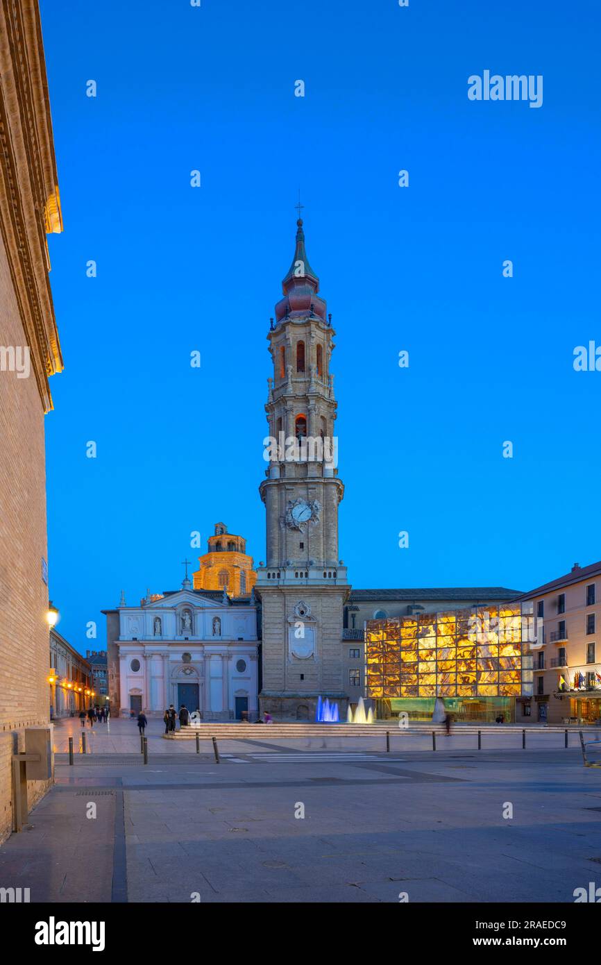 Plaza de la Seo, Saragozza, Aragona, Spagna Foto Stock