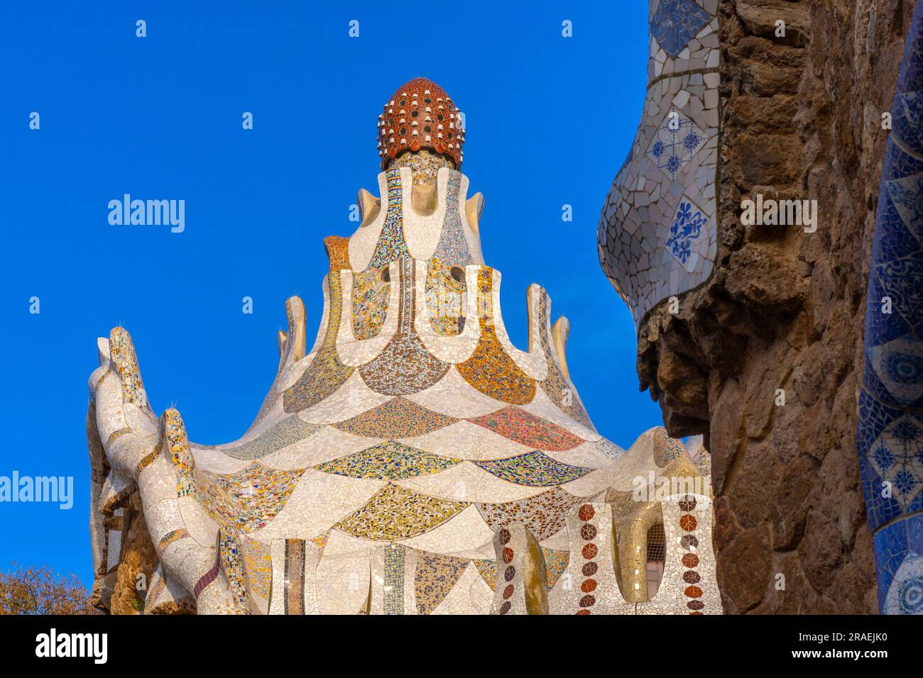 Antoni Gaudi, Park Güell, Barcellona, Catalogna, Spagna Foto Stock