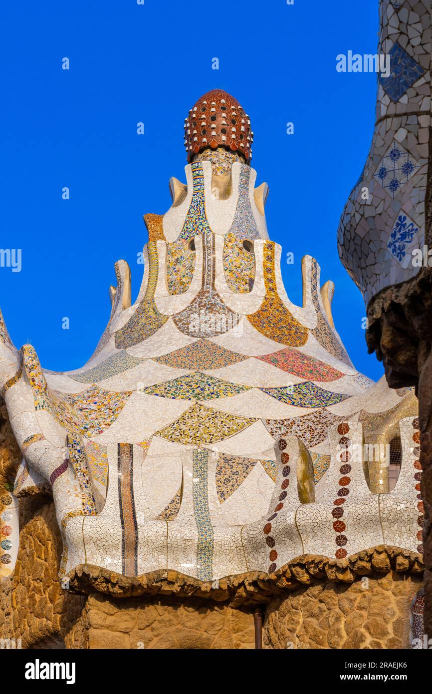 Antoni Gaudi, Park Güell, Barcellona, Catalogna, Spagna Foto Stock