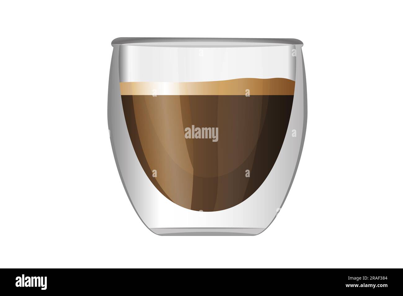 Cappuccino in vetro trasparente a doppia parete con illustrazione vettoriale Foto Stock