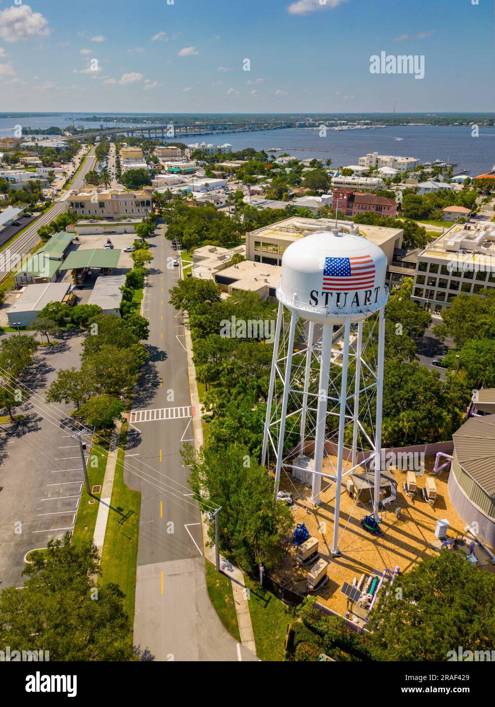 Stuart Florida Water Tower foto aerea drone pov Foto Stock