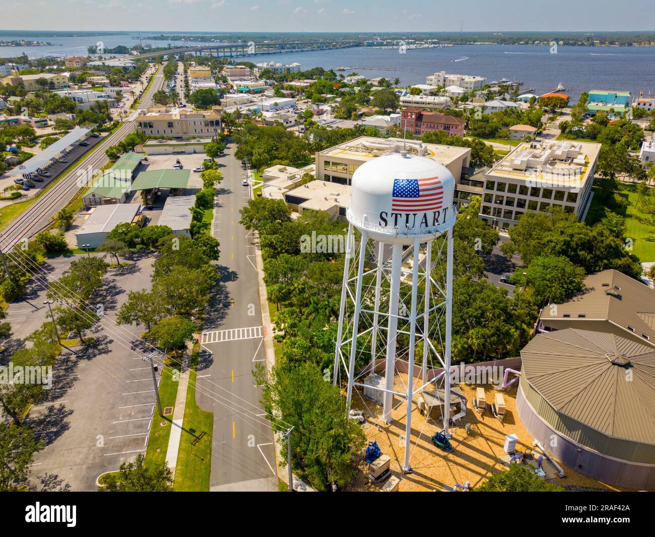 Stuart Florida Water Tower foto aerea drone pov Foto Stock