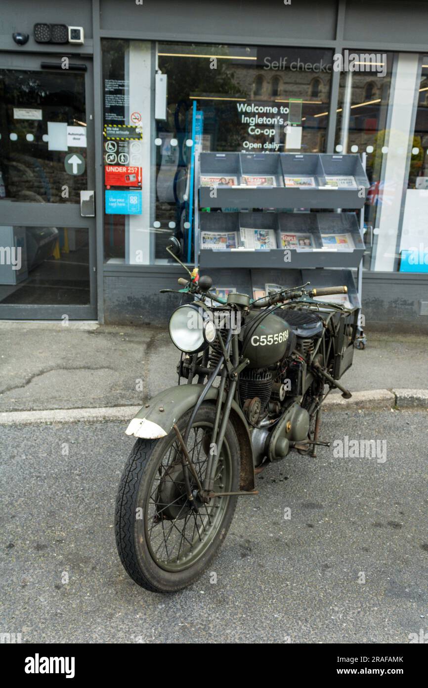 Motocicletta militare. Ingleton 1940's Weekend 2023. Foto Stock