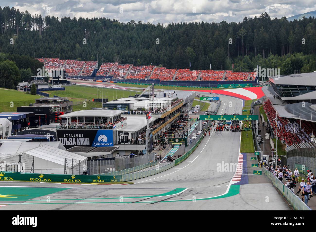 Spielberg, Austria. 2 luglio 2023. Formula 1 Rolex Gran Premio d'Austria al Red Bull Ring, Austria. Nella foto: Preparazione all'inizio della gara © Piotr Zajac/Alamy Live News Foto Stock