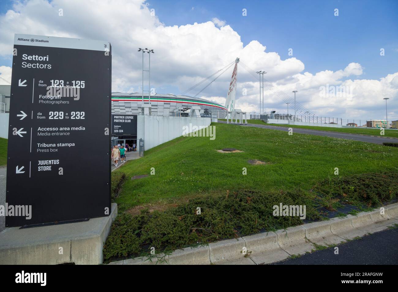 Ingresso allo stadio Juventus di Torino Foto Stock