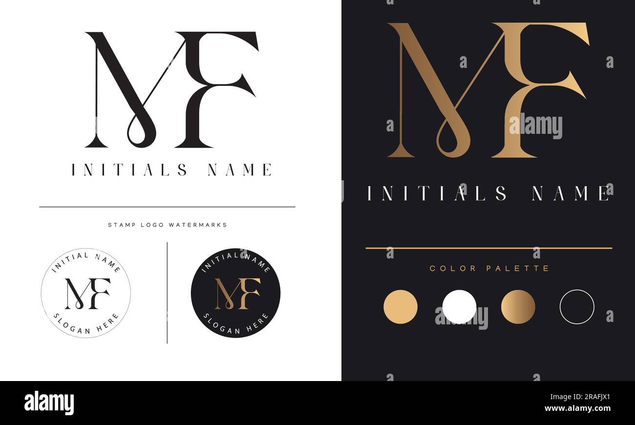 Design con logo monogramma iniziale MF o FM Luxury Illustrazione Vettoriale