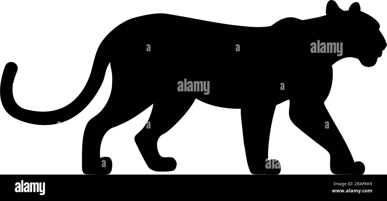 Silhouette Panther isolata su sfondo bianco. Illustrazione vettoriale Illustrazione Vettoriale