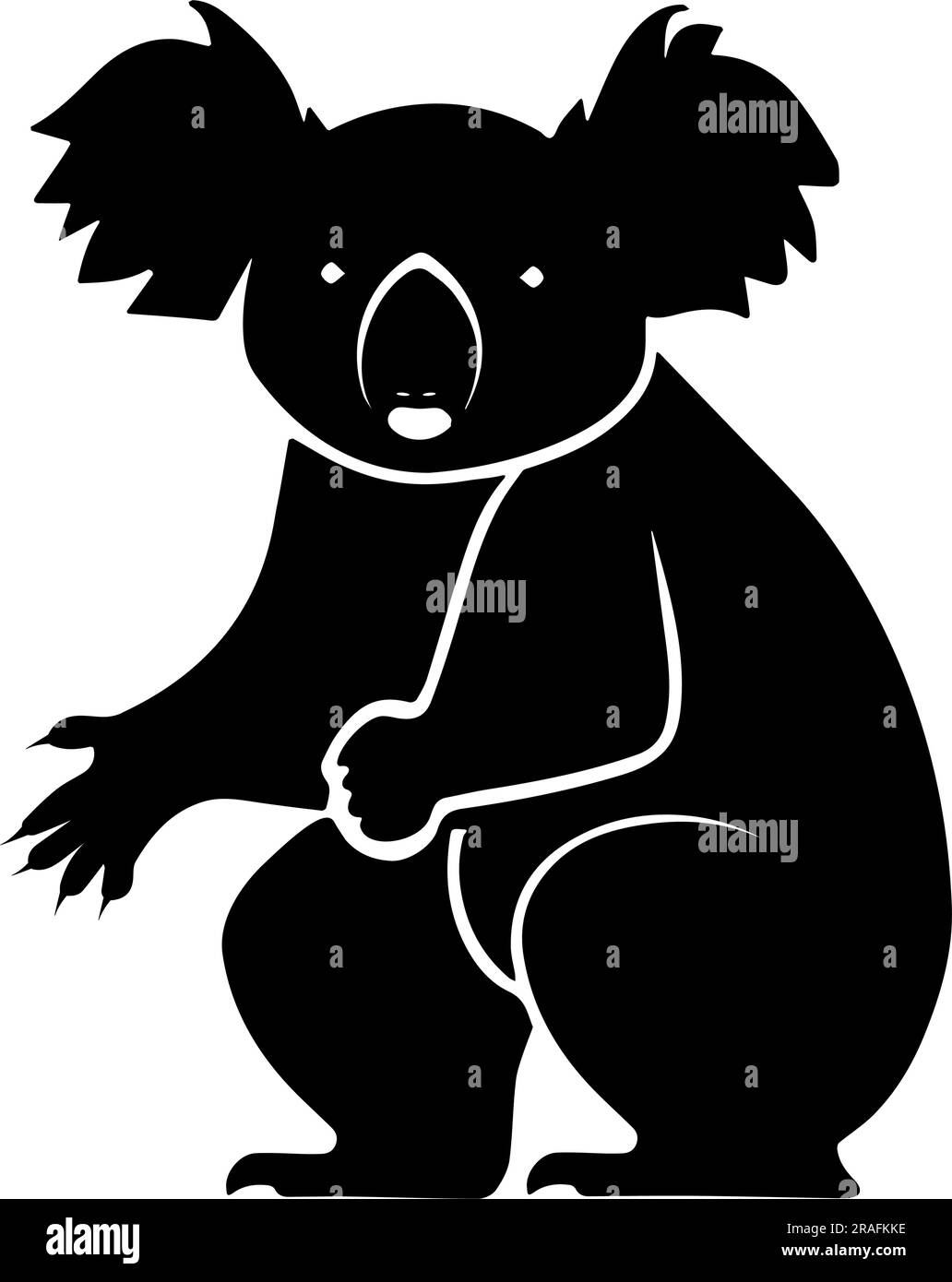 Silhouette koala isolata su sfondo bianco. Illustrazione vettoriale Illustrazione Vettoriale