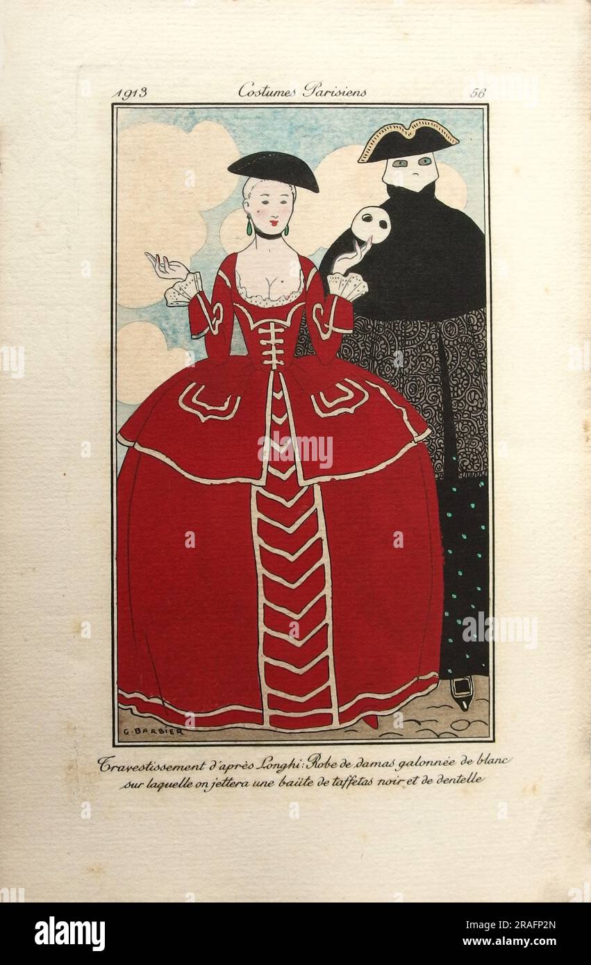 Costumi Parisiens illustrazione di moda No.56 da Journal Des Dames et Des Modes, 1913 1913 di George Barbier Foto Stock