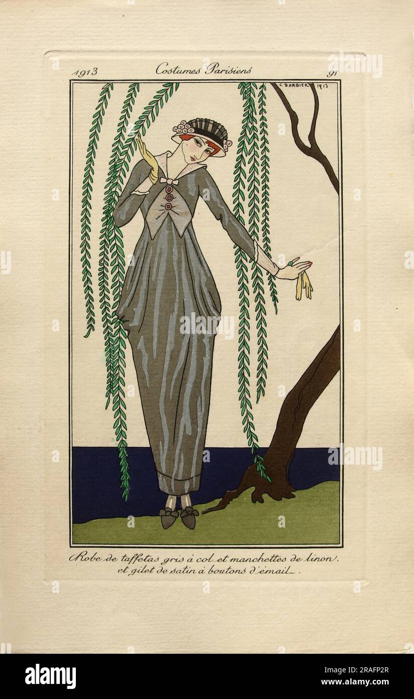 Costumi Parisiens illustrazione di moda No.91 da Journal Des Dames et Des Modes, 1913 1913 di George Barbier Foto Stock