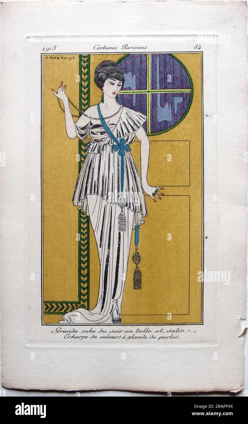 Costumi Parisiens illustrazione di moda No.51 da Journal Des Dames et Des Modes, 1913 1913 di George Barbier Foto Stock