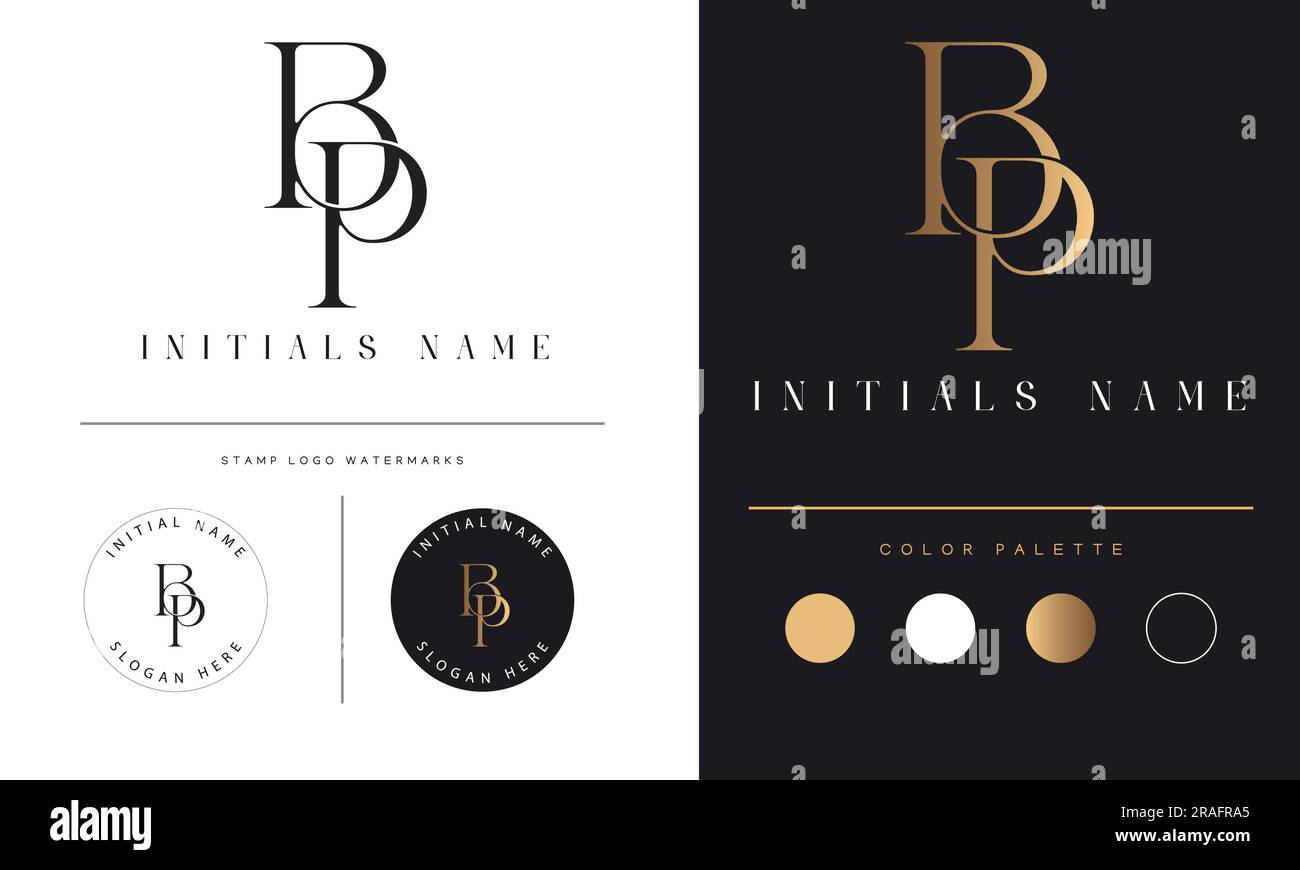 Design logo con monogramma iniziale BP o PB Luxury Text Letter Illustrazione Vettoriale