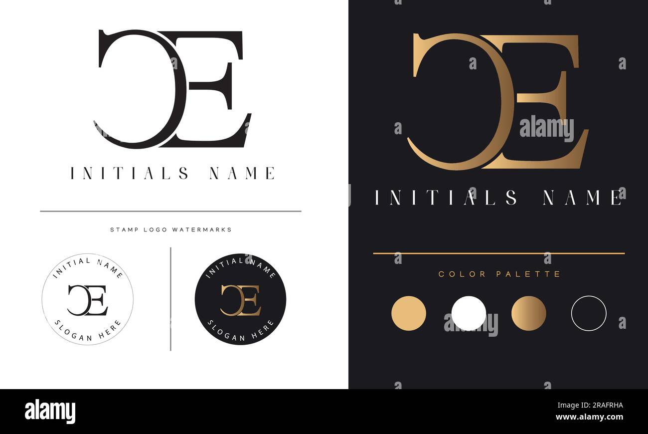 Logo logo logo logo Luxury CE o EC con monogramma iniziale Illustrazione Vettoriale
