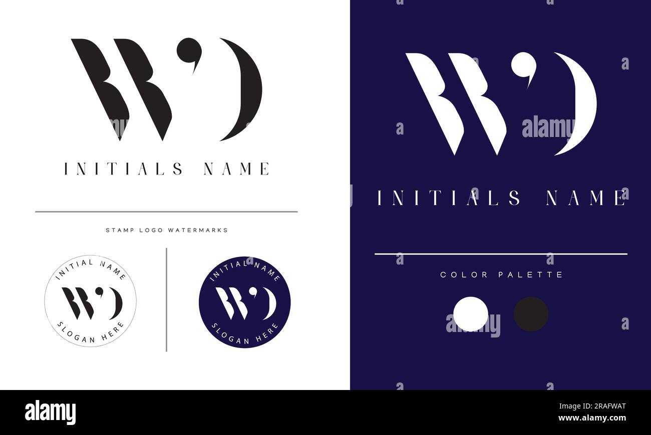 Luxury WD o DW monogramma iniziale lettera di testo Logo Design Illustrazione Vettoriale