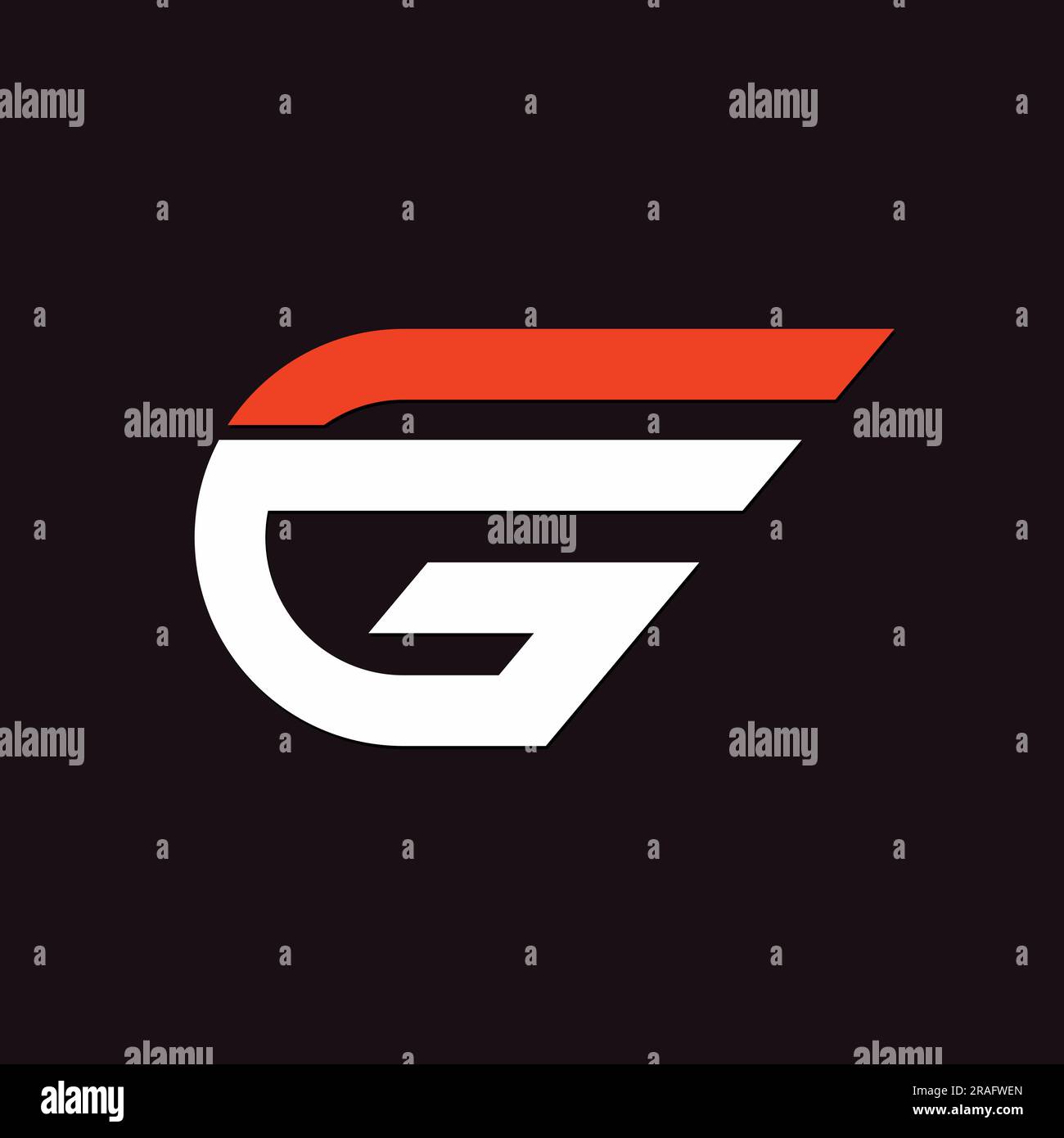 Design moderno del logo con monogramma iniziale GF o FG Text Letter Illustrazione Vettoriale