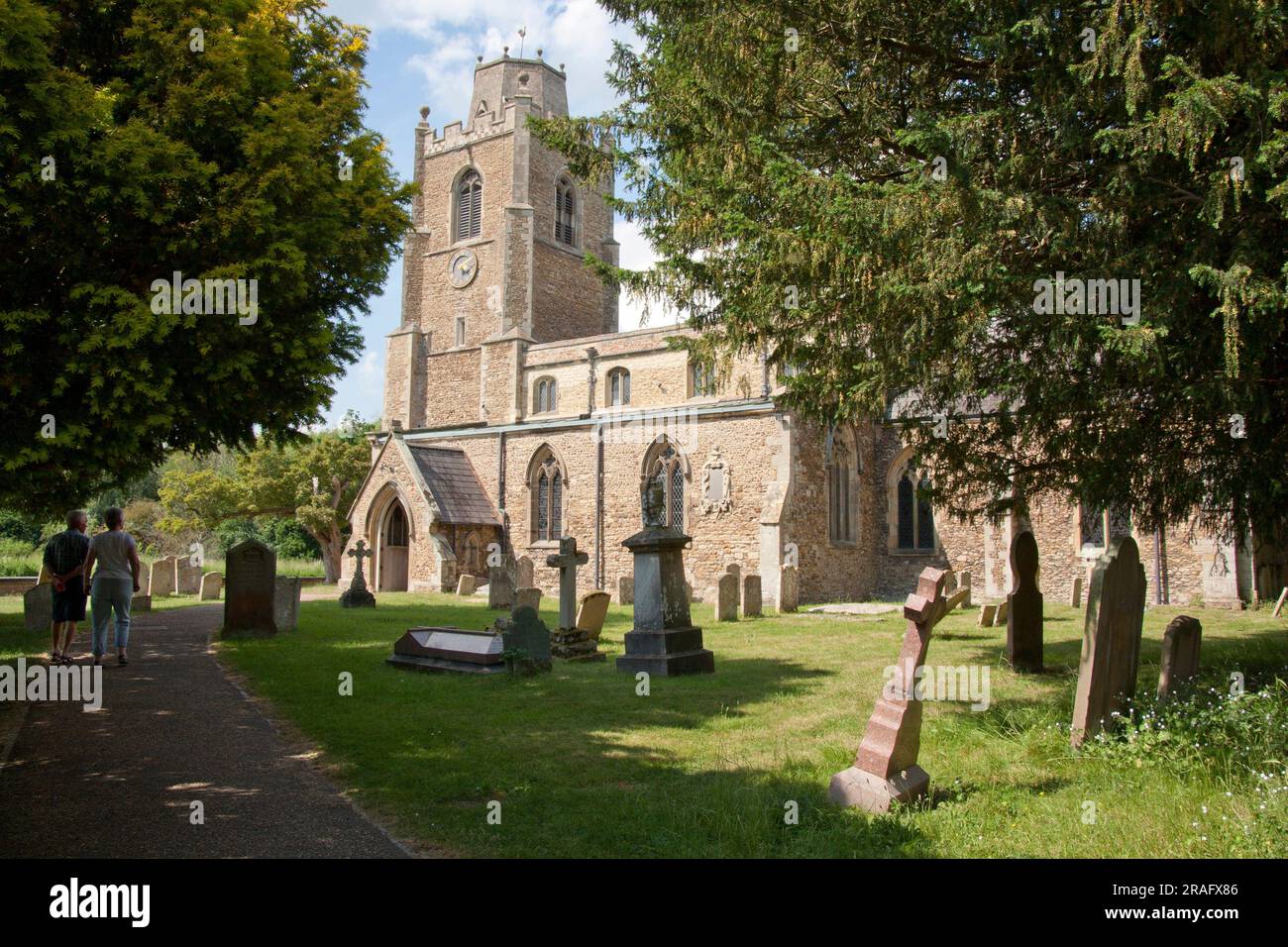 St James Church sul fiume Ouse, Hemingford Grey, Huntington, Cambridgeshire Foto Stock