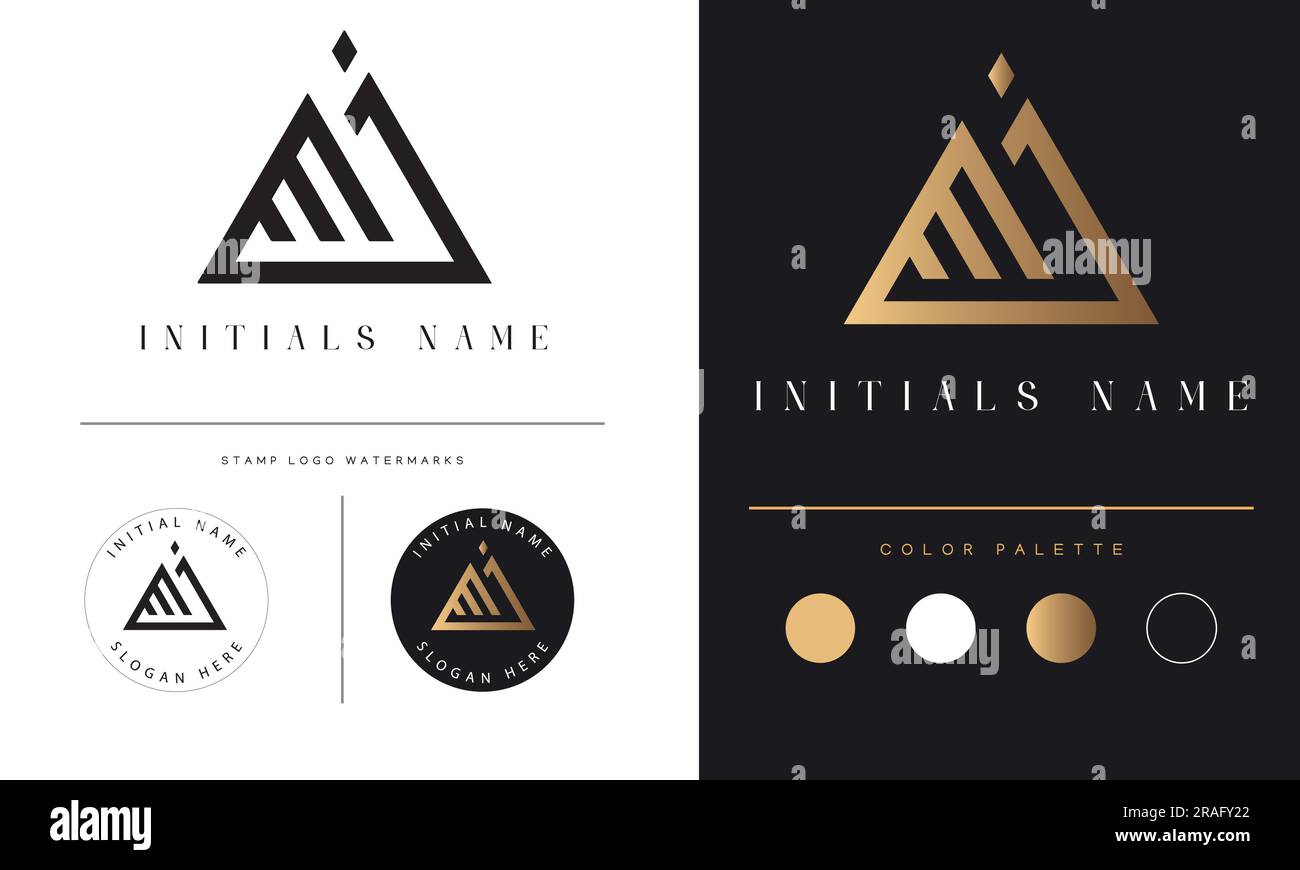 Design con logo lettera di testo monogramma iniziale di Luxury mi o IM Illustrazione Vettoriale