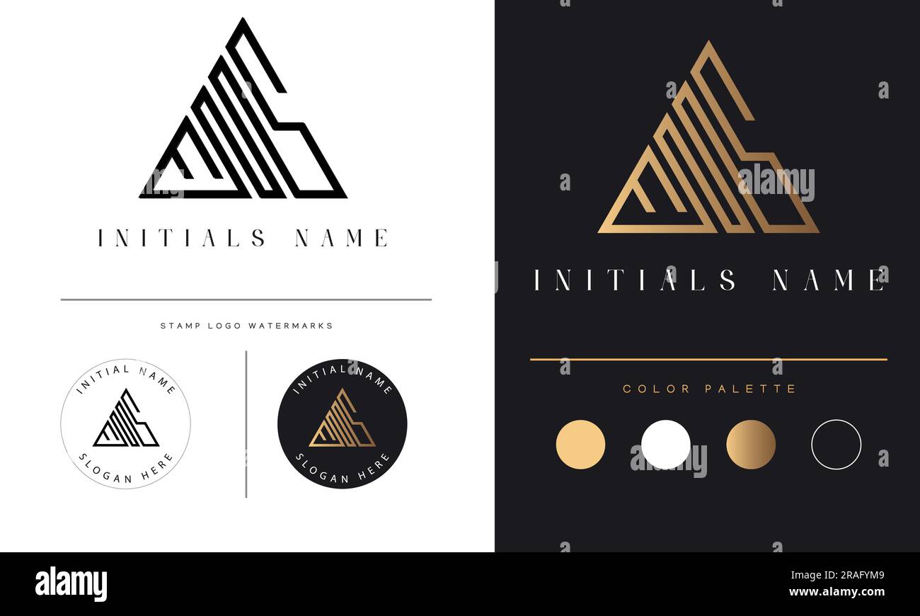Design del logo con lettera di testo monogramma iniziale del sistema EMS Luxury Illustrazione Vettoriale