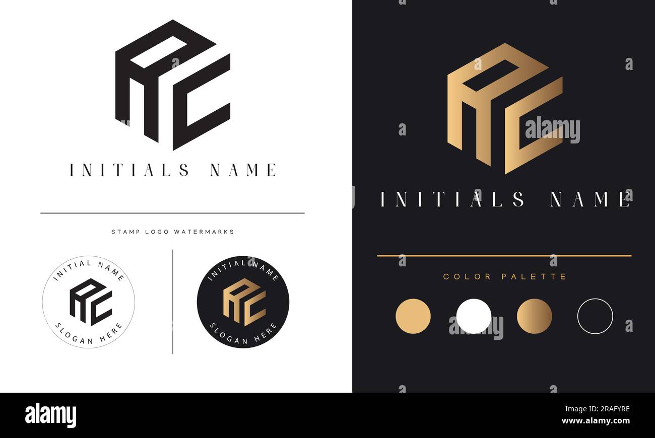 Luxury CA o AC monogramma iniziale lettera di testo Logo Design Illustrazione Vettoriale