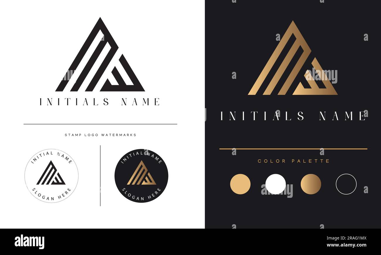 Design logo con monogramma iniziale MW o WM Luxury Illustrazione Vettoriale