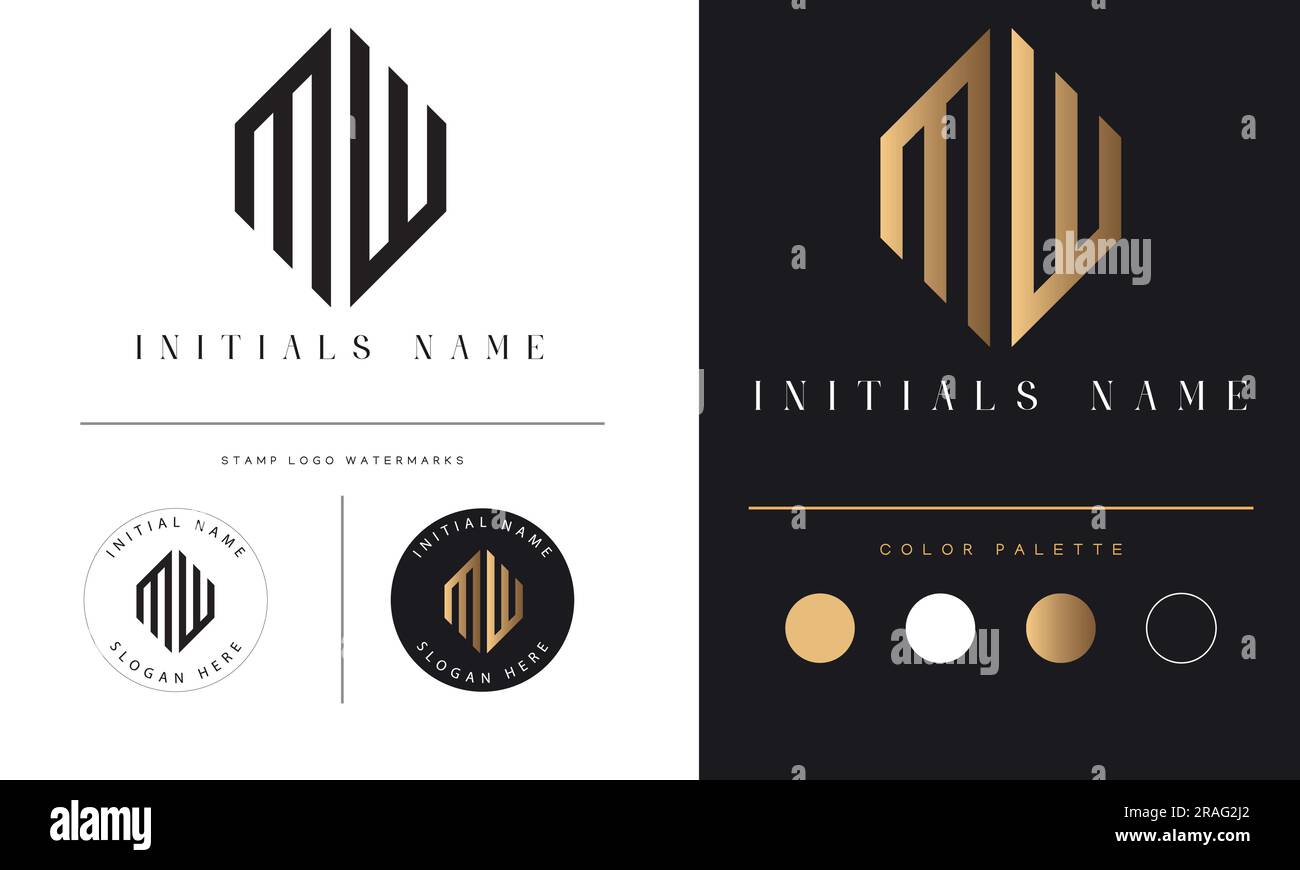 Design logo con monogramma iniziale MW o WM Luxury Illustrazione Vettoriale