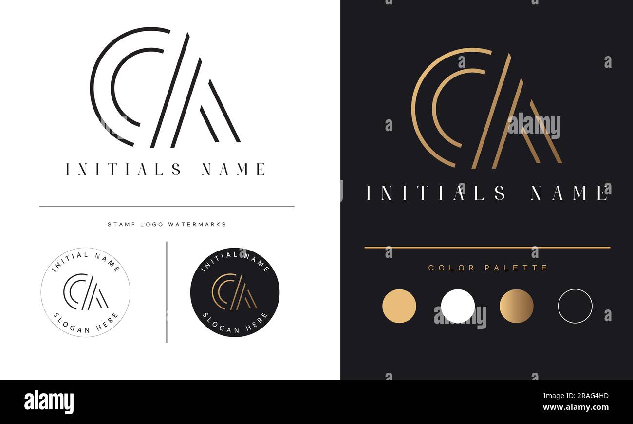 Luxury CA o AC monogramma iniziale lettera di testo Logo Design Illustrazione Vettoriale