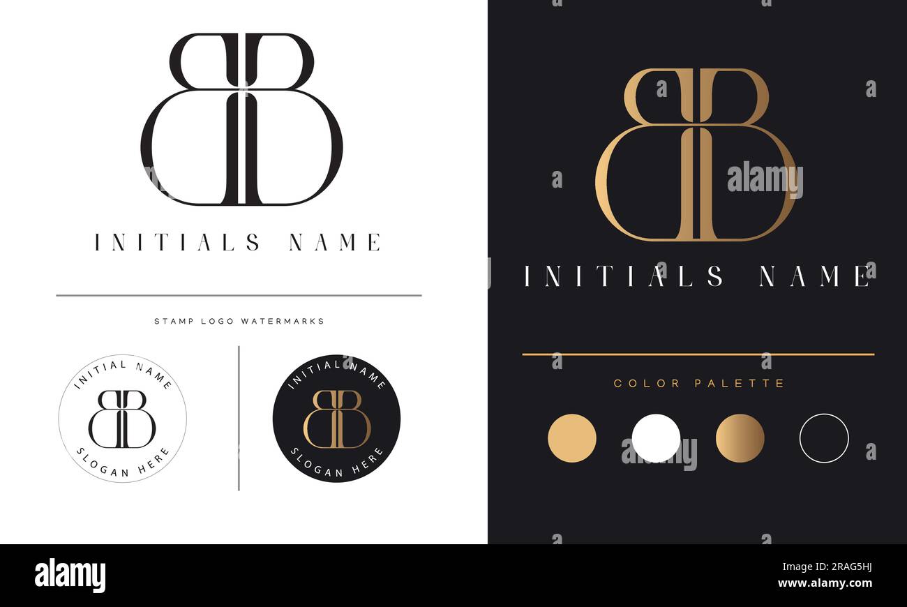 Luxury BB monogramma iniziale lettera di testo Logo Design Illustrazione Vettoriale