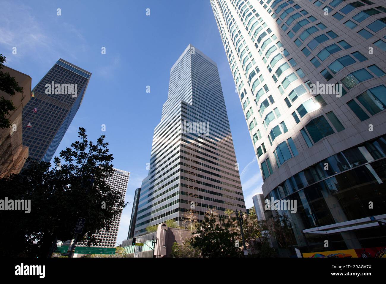 City National Plaza e gli Stati Uniti Bank Building nel centro di Los Angeles, CA, USA Foto Stock