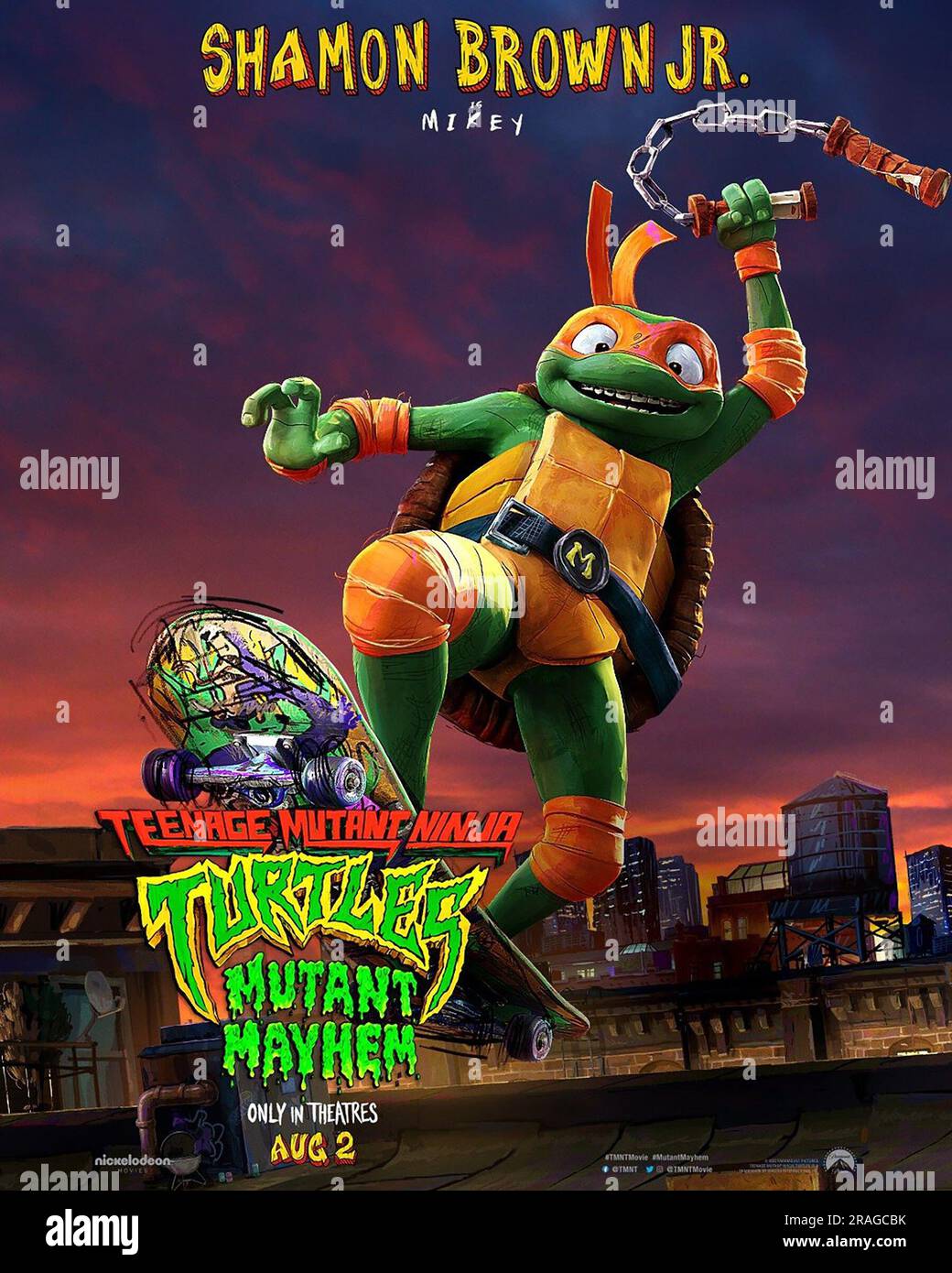 TARTARUGHE NINJA MUTANTI ADOLESCENTI: MUTANTE CAOS, Michelangelo (voce: Shamon Brown Jr.), 2023. © Paramount Pictures / Courtesy Everett Collection Foto Stock