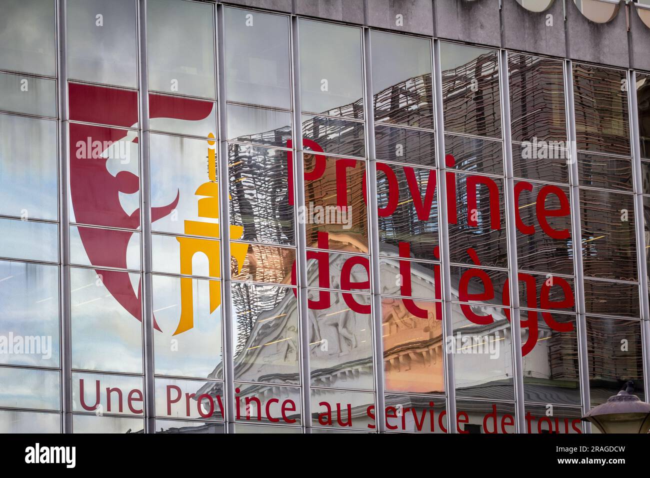 Immagine di un cartello con il logo della Provincia di Liegi a Liegi, Belgio. Liegi è la provincia più orientale della Vallonia del Belgio. Liegi Pro Foto Stock