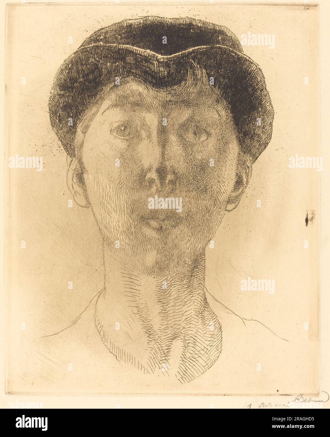 "Albert Besnard, Regina Elisabetta del Belgio (la Reine Élisabeth de Belgique), 1917, incisione in marrone-nero su carta deposta, piastra: 30,7 x 24,6 cm (12 1/16 x 9 11/16 poll.) Foglio: 41,4 x 33,6 cm (16 5/16 x 13 1/4 pollici), regalo di Mr. E Mrs. Daniel Bell, in onore del 50 ° anniversario della National Gallery of Art, 1991.28.9' Foto Stock