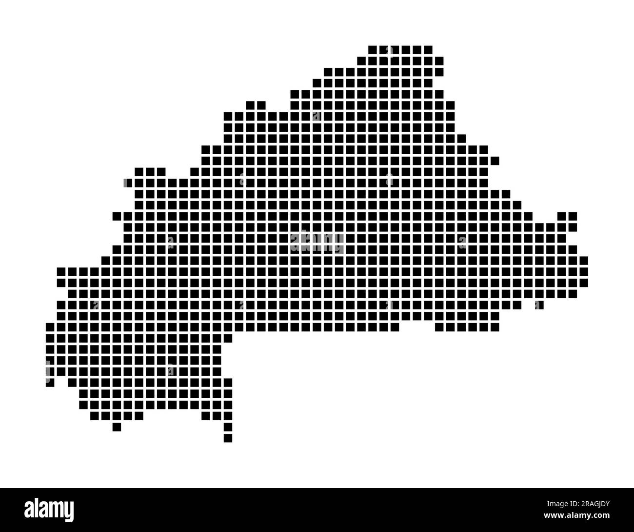 Burkina Faso. Mappa del Burkina Faso in stile punteggiato. I confini del paese sono riempiti di rettangoli per il tuo progetto. Illustrazione vettoriale. Illustrazione Vettoriale