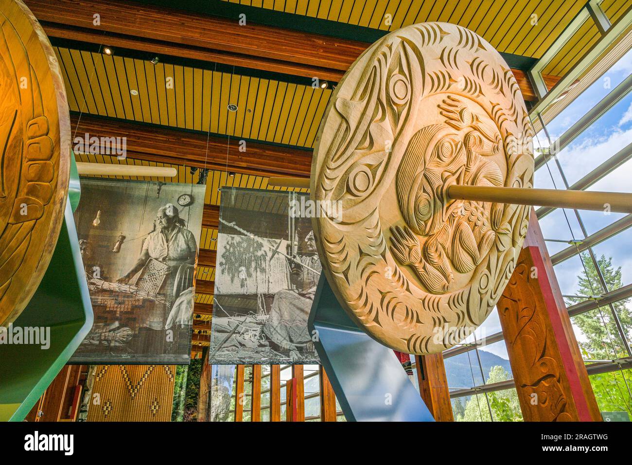 Spindle Whorl, Squamish lil'wat Cultural Centre, Whistler, British Columbia, Canada Foto Stock