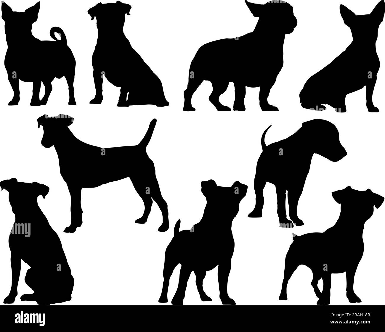 Set di silhouette per cani Jack Russel Terrier Illustrazione Vettoriale