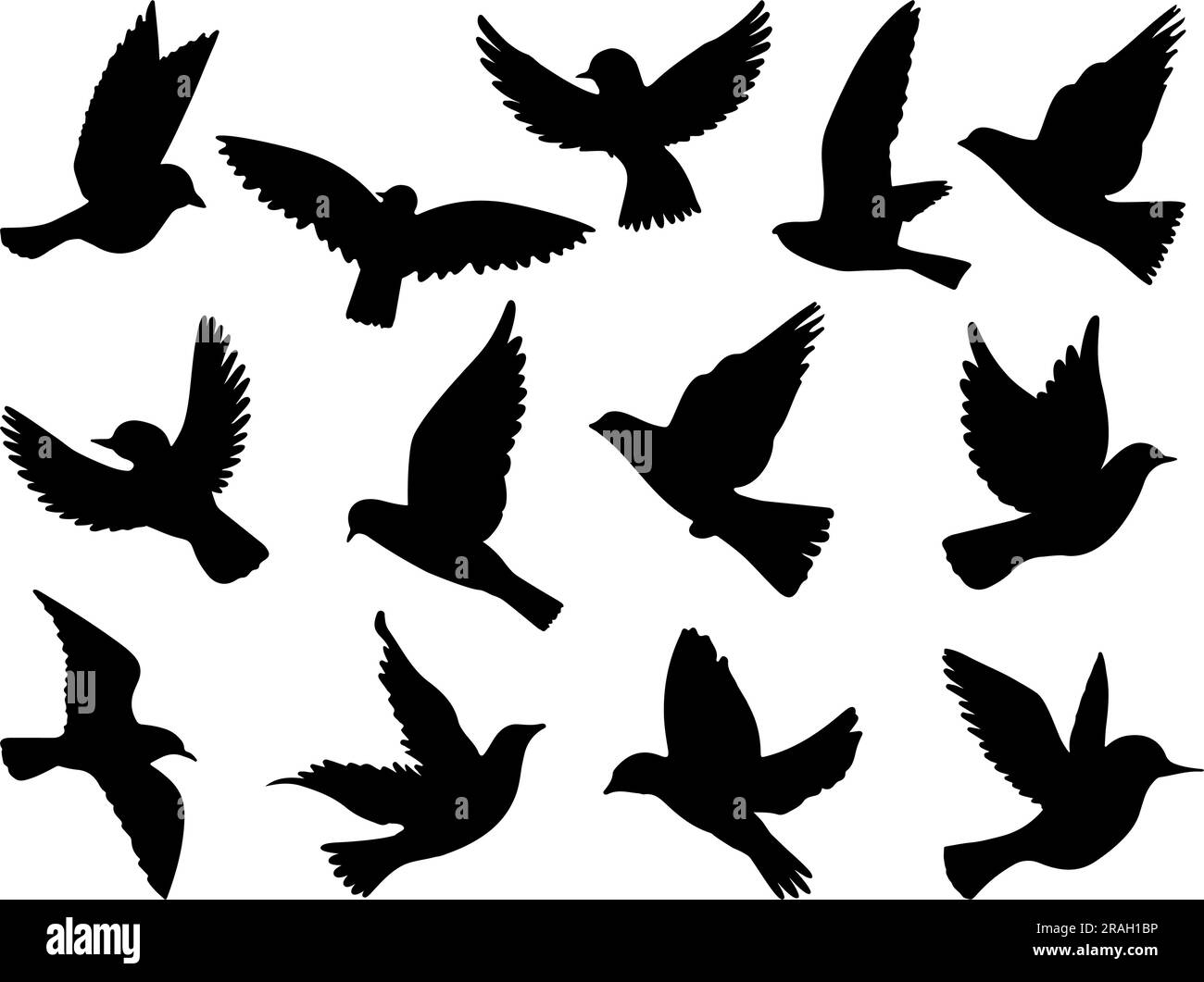 Set di Siluetas Pajaros Bird silhouette Illustrazione Vettoriale
