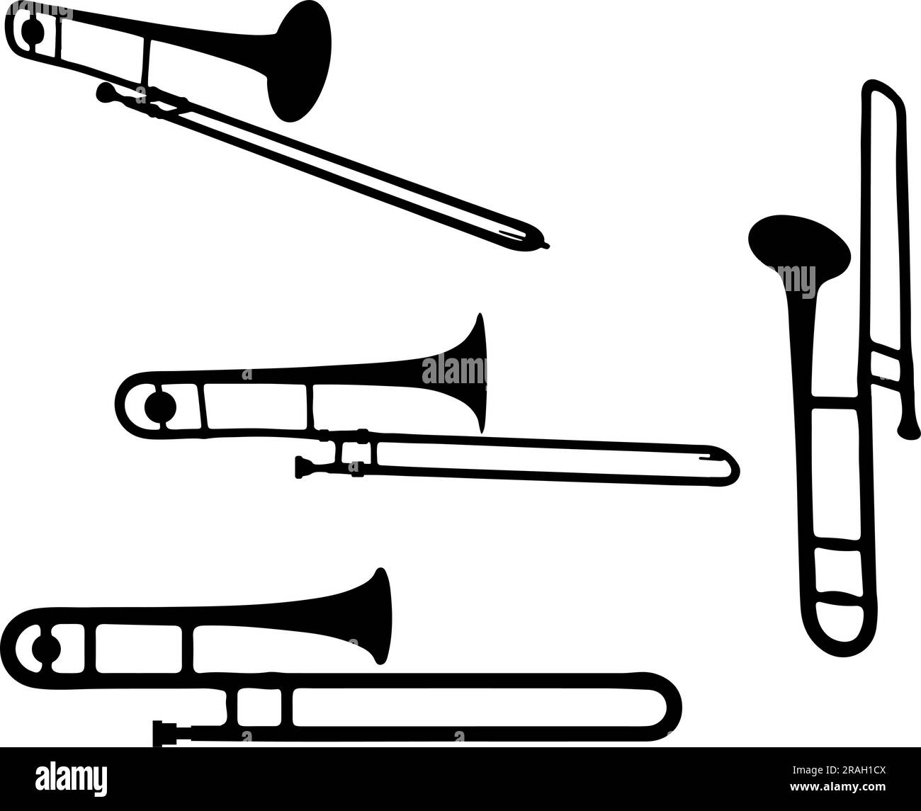 Set di silhouette trombone Illustrazione Vettoriale