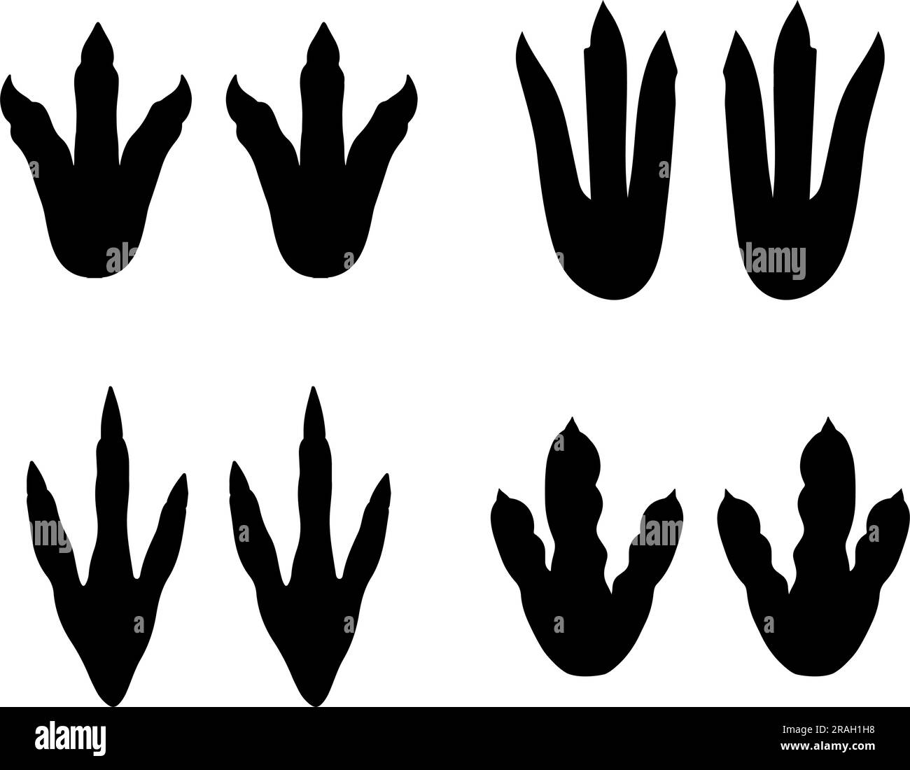 Set di silhouette per l'impronta dei dinosauri Illustrazione Vettoriale
