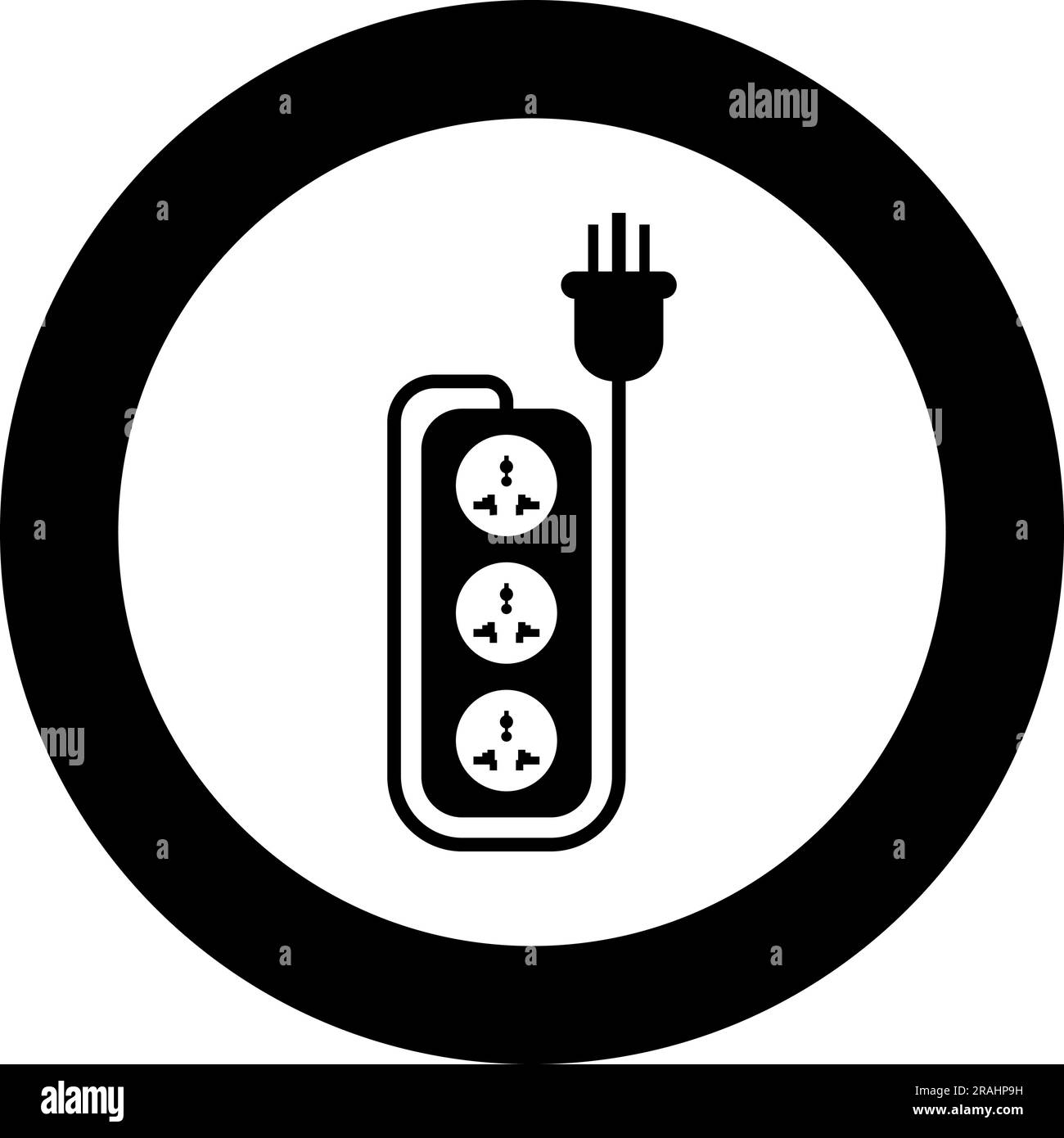 Striscia filtro di rete multi-spina adattatore presa a filo triplato Smart Power cavo di prolunga elettrico cavo apparecchiatura icona a T elettrica circolare Illustrazione Vettoriale