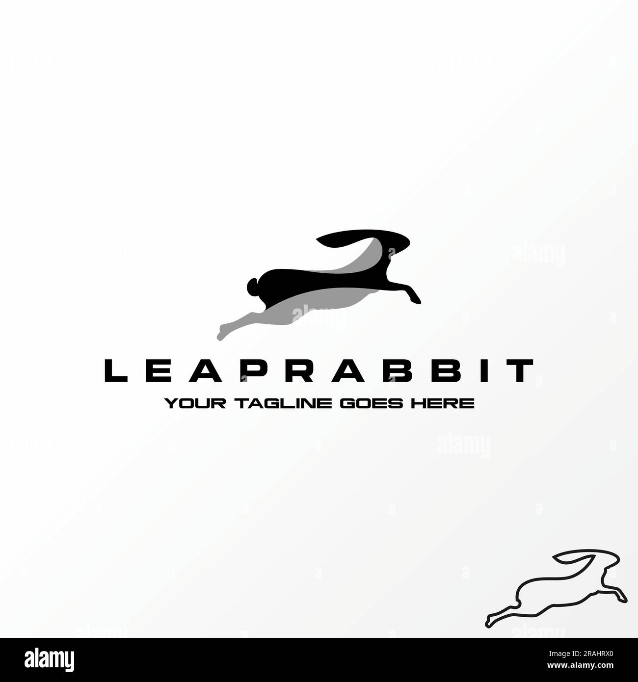 Design del logo concept grafico astratto creativo stock jump run vettoriale premium gratuito coniglio adulto in rapido movimento. Relativo alla salute animale attiva allevamento di animali da compagnia Illustrazione Vettoriale