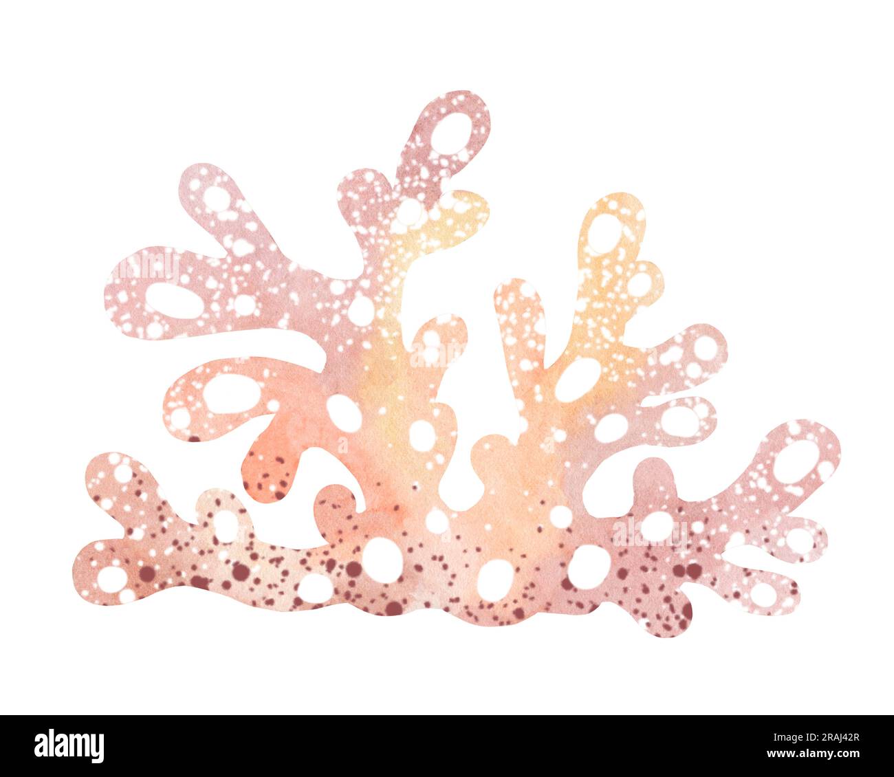 Acquerello illustrazione di coralli marini subacquei. Impianti subacquei marini. Illustrazione isolata su sfondo bianco. Cartolina, adesivo Foto Stock