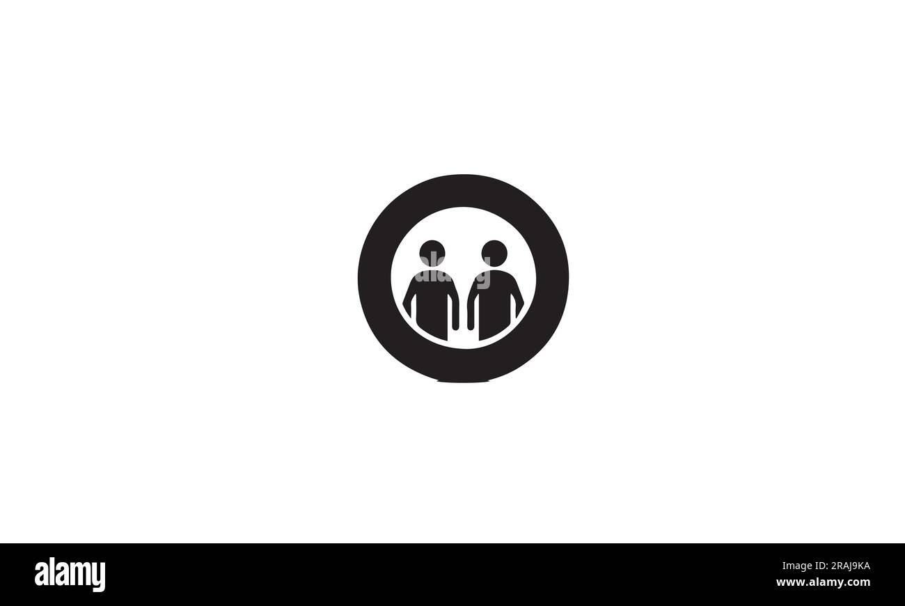 Logo di cooperazione e logo Diversity, semplice icona piatta nera su sfondo bianco Illustrazione Vettoriale