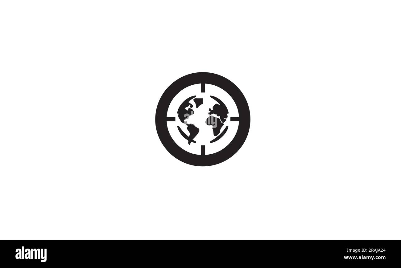 Logo geografico semplice icona piatta nera su sfondo bianco Illustrazione Vettoriale