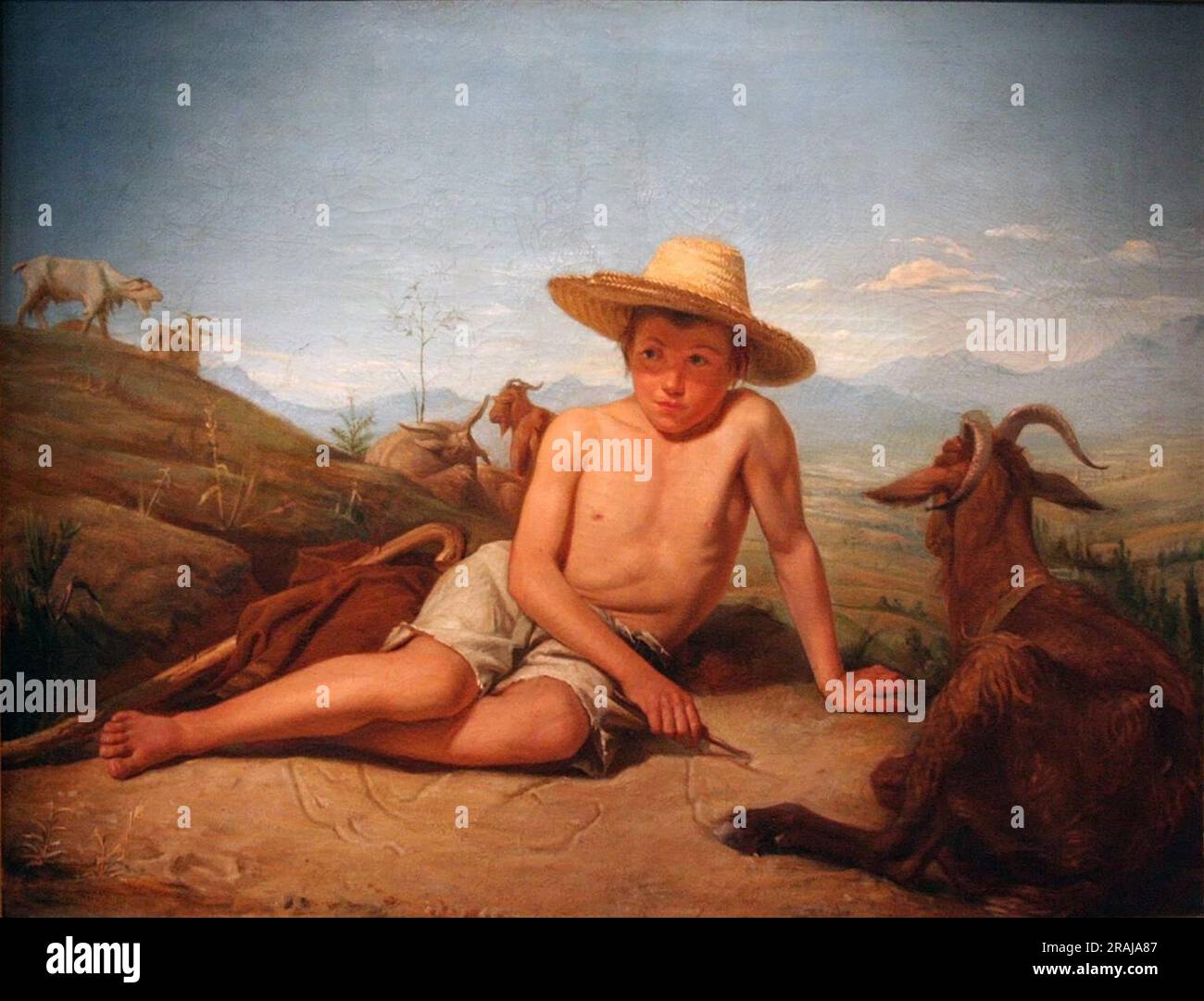 Giotto Keeping the Goats 1850 di Leon Bonnat Foto Stock