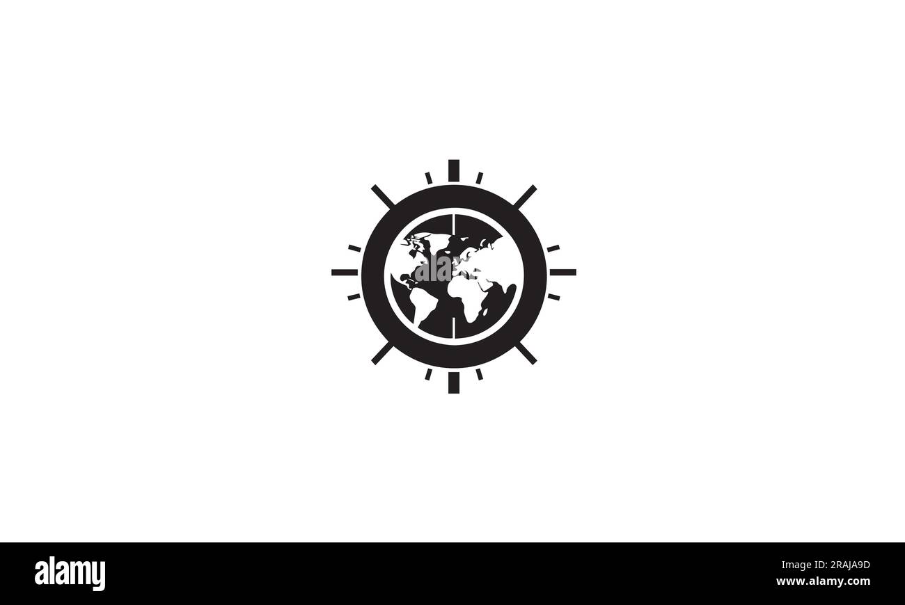 Logo geografico semplice icona piatta nera su sfondo bianco Illustrazione Vettoriale