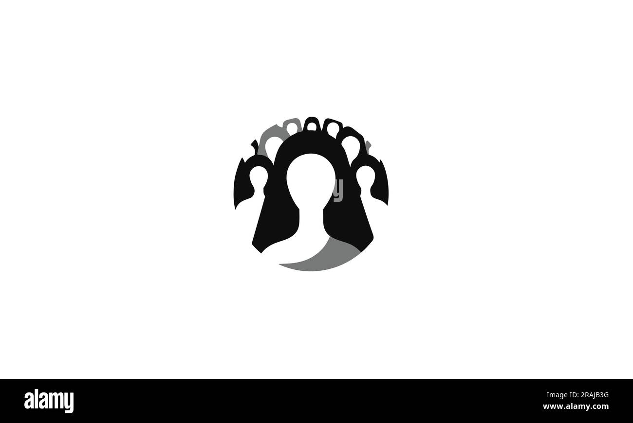 Simbolo di persone astratte, insieme e concetto di comunità, semplice icona piatta nera su sfondo bianco Illustrazione Vettoriale